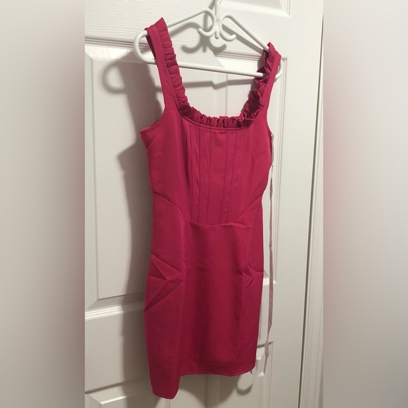 Missguided NWT Corset Detail Frill Edge Mini Dress hot pink - Picture 4 of 10